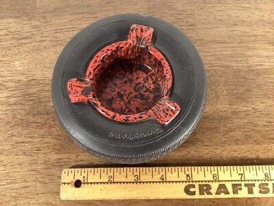VINTAGEVFIRESTONE RUBBER TIRE ASHTRAY RED BLACK BAKELITE CENTER AUTOMOTIVE ADVER