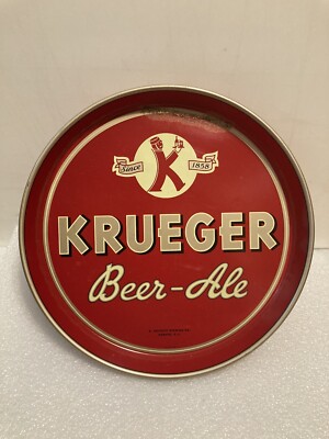 G. KRUEGER BREWERY BEER-ALE METAL 12 INCH BEER TRAY. NEWARK, NEW JERSEY