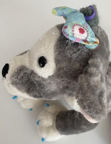 Poppi Puppy Dog Plush Stuffed Animal Soft Toy Gray Blue White Bow Groovy Girls - Picture 2 of 6