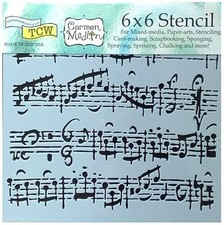 Sheet Music Stencil Musical Notes Mixed Media Art Template Crafters Workshop 6x6