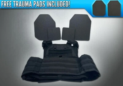 DOWN RANGE INDUSTRIES AR500 4 Pc Level 3 III Body Armor Plates Molle Vest Set-up