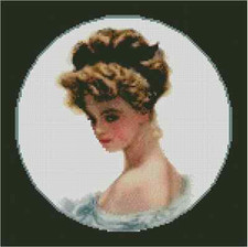 Vintage Lady in Round Frame Counted Cross Stitch Chart  No.30-108 