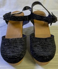 NEW Universal Thread Women's Marcia -Clogged Heel Jet Black Sparkle SIZE: 6