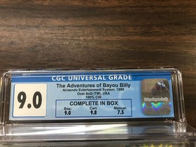 1989 the adventures of bayou billy nes cib cgc 9.0