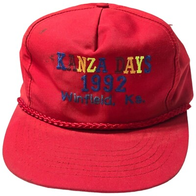 Winfield KS 1992 Kanza Days Festival Cap Hat Snapback Distressed Red Kansas
