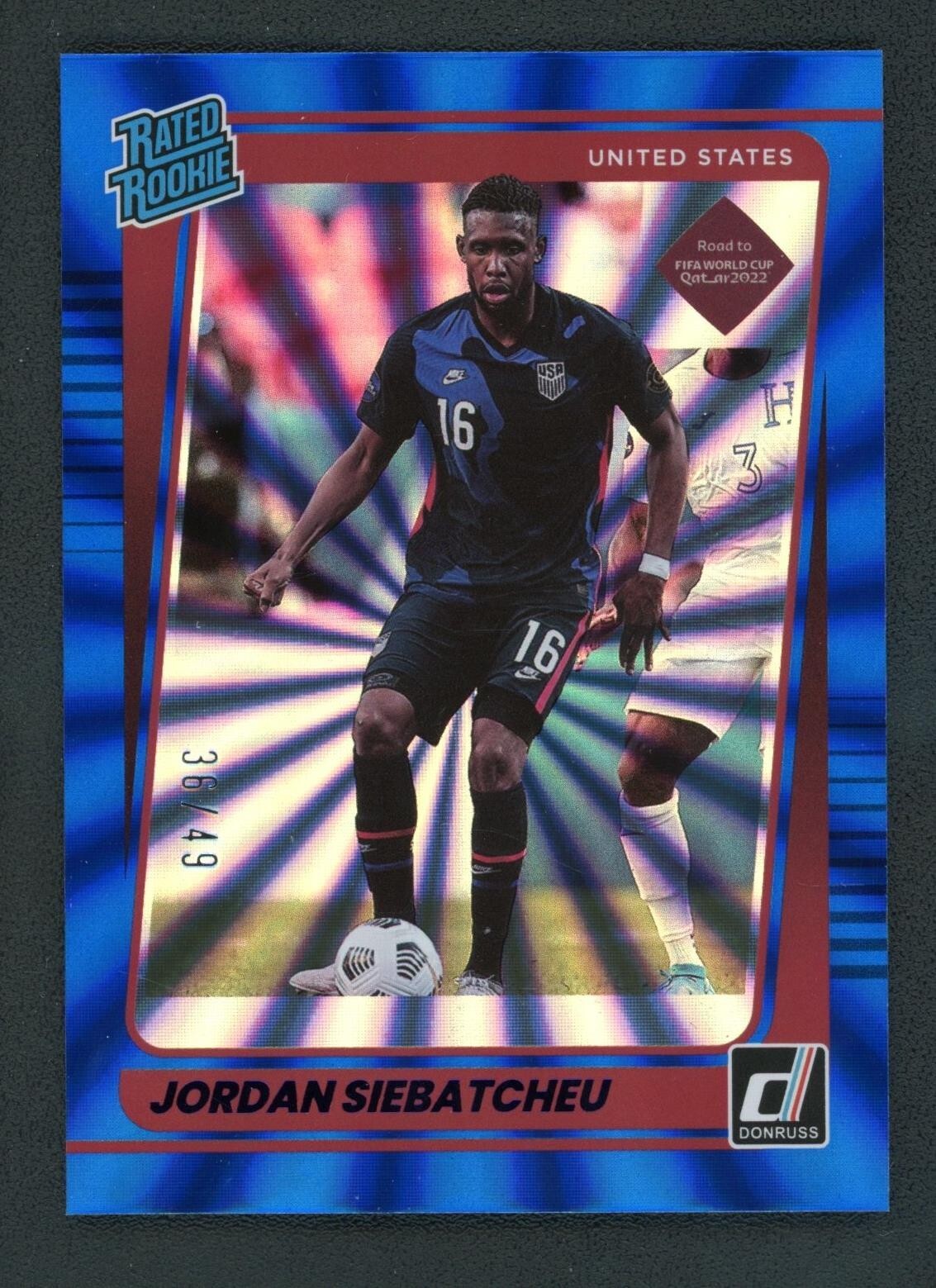 2021-22 JORDAN SIEBATCHEU 36/49 PANINI DONRUSS RATED ROOKIE RC #194 LASER BLUE