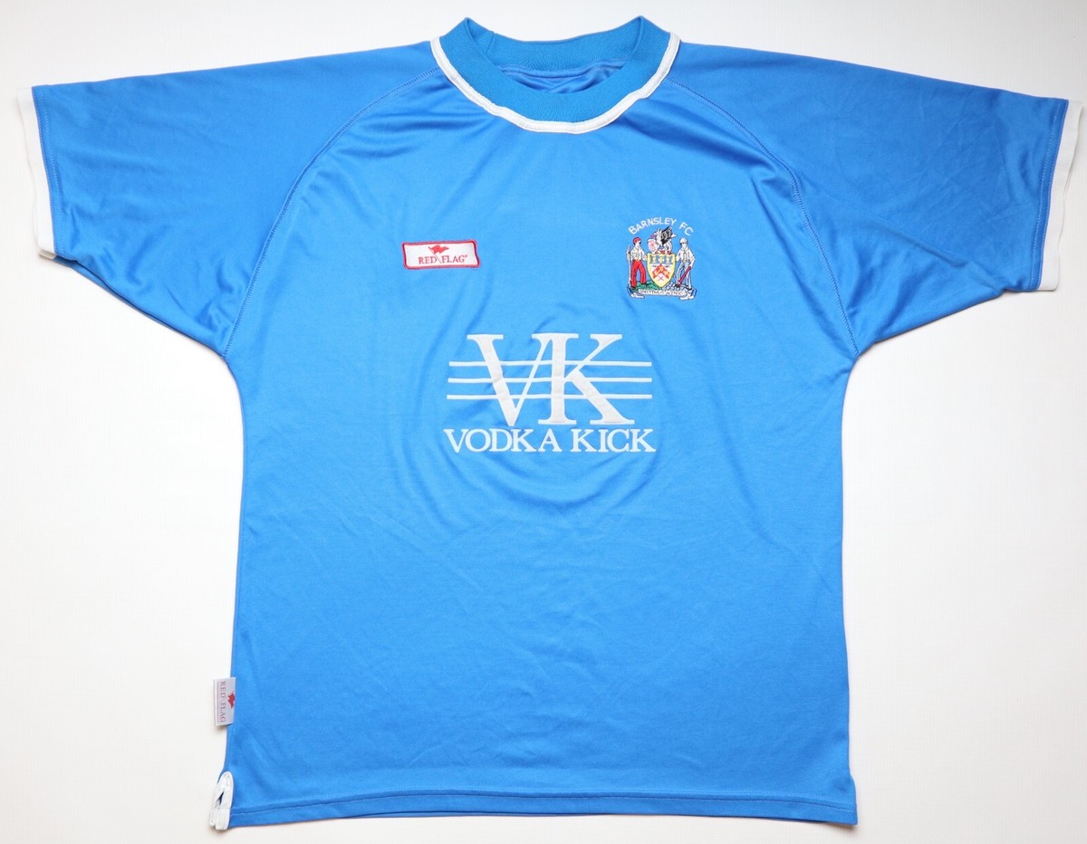 BARNSLEY 2003/2004 AWAY FOOTBALL SHIRT SOCCER JERSEY RED FLAG VODKA MENS L  LARGE