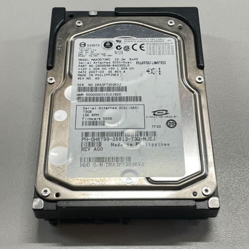 Fujitsu MAX3073RC 73GB 3.5" SAS HDD 3gbps 15K RPM 8MB Cache CA06698-B40300LD - Picture 3 of 5