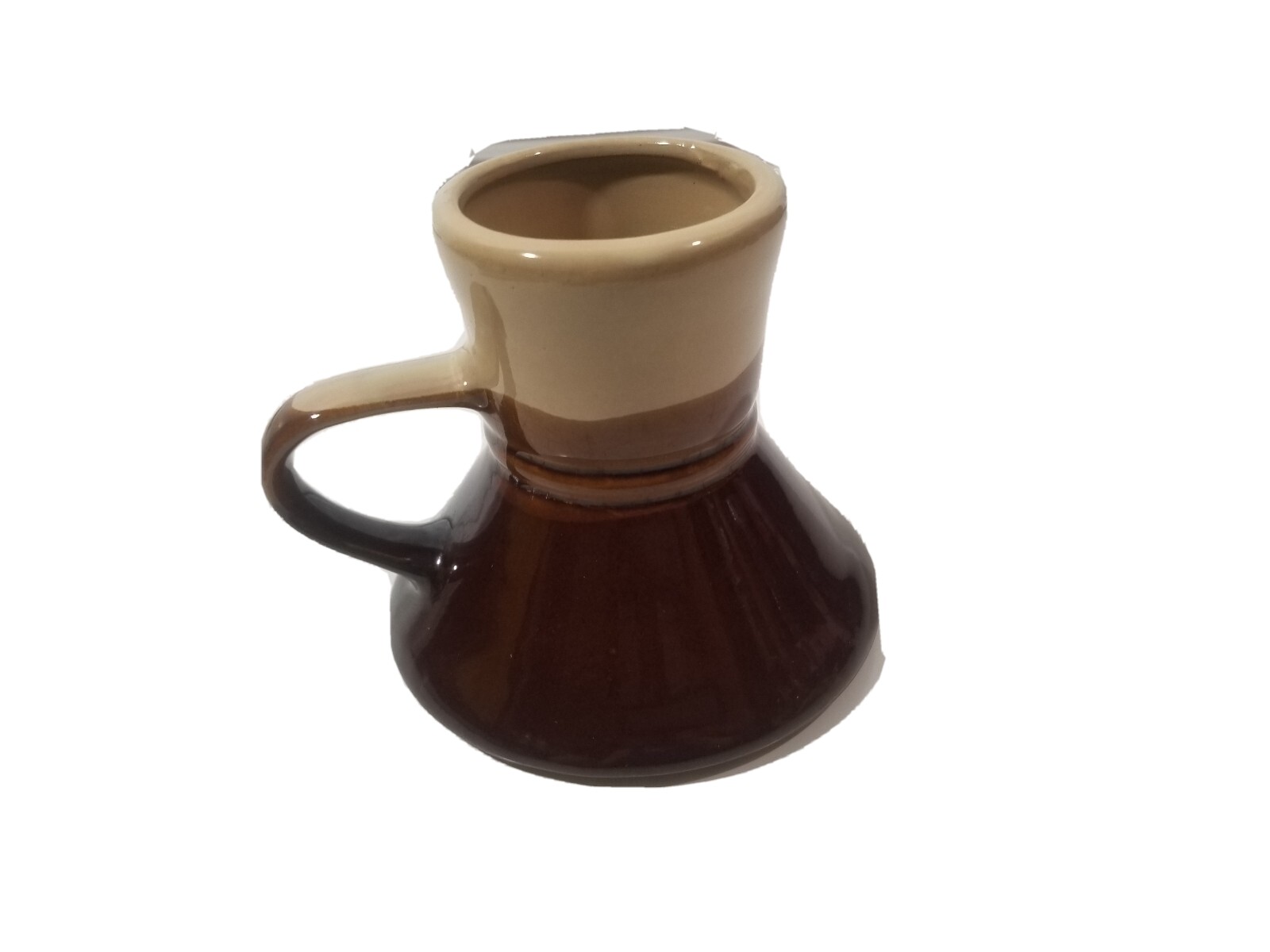 Vintage No Spill Coffee Mug Pottery Ceramic No Slip Wide Bottom Travel