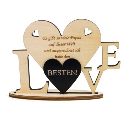 Holzschild Vatertag Geschenkidee LOVE BESTER PAPA der Welt Spruch Geburtstag  