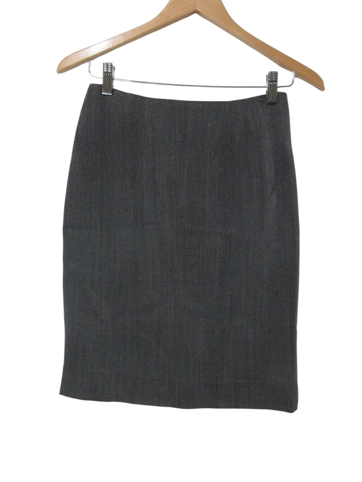 Talla 6 22"W Linda Allard Ellen Tracy Falda Para Mujer Gris Lápiz Carrera Lana Mezcla