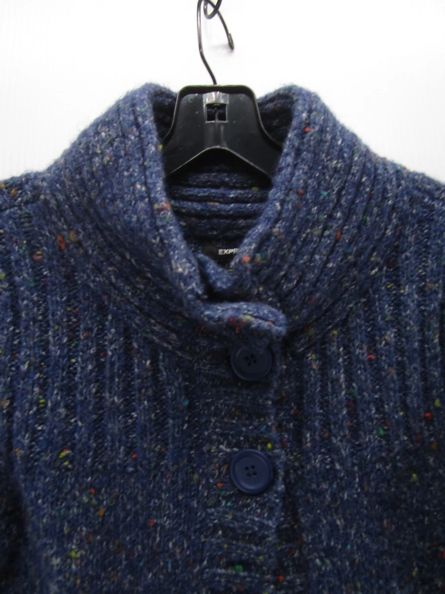 Express Sweater Women XS Blue Wool Mohair Alpaca Cardigan Pockets