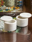 Handmade White Marble Vintage Condiment Cellar Box With Lid  Pinch Set of 02 