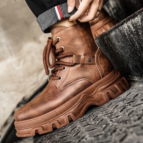 Botas de Motocicleta para Hombre Moda Botas de Vestir al Tobillo Informales Chukka Botas de Trabajo - Imagen 6 de 16