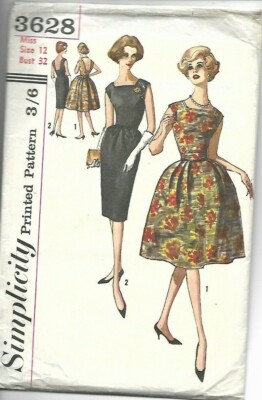 Party Dress Pattern 1960s Cocktail Dress RARE 1960 Vintage Sewing Pattern 3628 Full Skirt Cocktail Party Party Dress Pattern 1960s Cocktail Dress RARE 1960 Vintage Sewing Pattern 3628 Full Skirt Cocktail Party