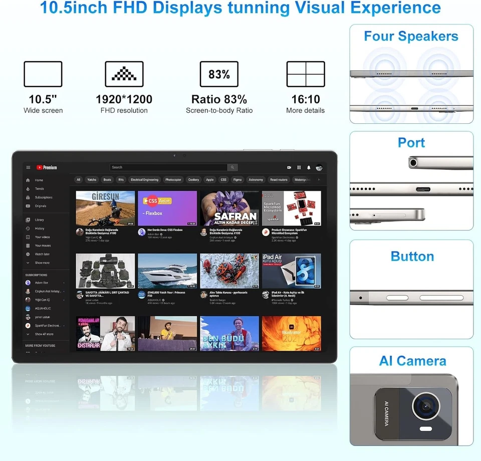 Tablet  8GB +256GB Octa-Core tablets 10.5“ FHD 1920x1200 Screen 2.0GHZ - Image 3 of 4