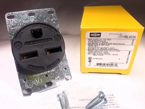 HUBBELL HBL9330 FLUSH MOUNT RECEPTACLE 2P 3W 30A 250V GRND NEMA 6-30R - 6 AVAIL