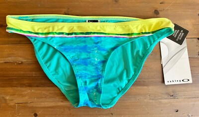 Oakley Swim Bottom Womens Medium Aqua Blue Tie Dye Multicolor Bikini NWT $54 SPF