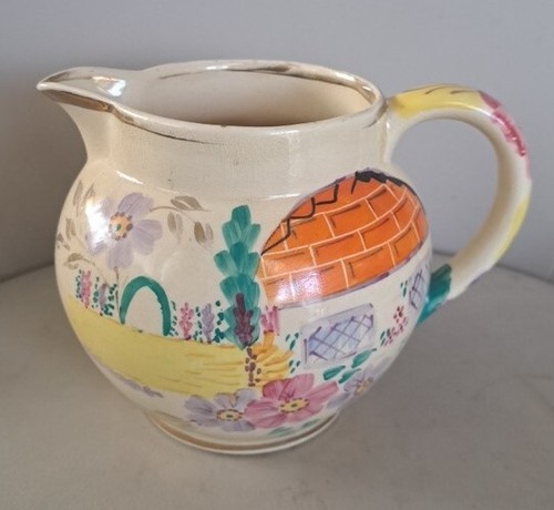 Vintage Handpainted Cottage Garden Pattern Jug. - Picture 2 of 8