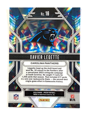 2024 Panini Prizm Xavier Legette Prismatic Rookie Card #16