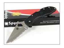 SC11SBK Couteau SPYDERCO DELICA 4 Serrated Lame Acier VG10 Manche FRN Made Japan