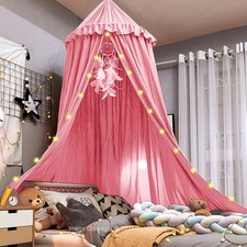 Bed Canopy for Girls, Dreamy Frills Ceiling Hanging Princess Canopy Bedroom D...