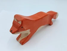 Holztiger Hand Crafted Running Standing Orange Fox Wooden Toy Collectible