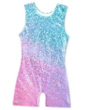 Gymnastics Leotards for Girls Shiny Toddler Biketard 4-5T Diamond Pink Green