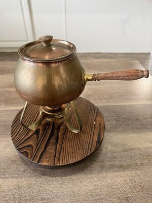 Vintage Tagus Portugal Copper Fondue Pot Complete Set With Lid & Burner W/ Cover