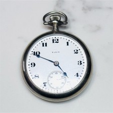 Vintage Elgin Pocket Watch Open Face White Dial Repair
