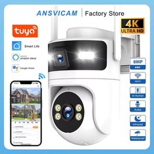 Tuya WiFi Security Camera Outdoor Dual Lens Screens 4K 8MP PTZ Motion Detection