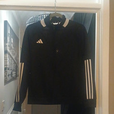 adidas Boys Black/White 3-Stripes Logo Zip Track Jacket Lightweight 13-14Y
