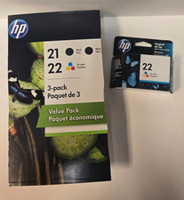 LOT OF 3 HP 21 Black 22 Color Ink Combo Pack Original Genuine HP New Sealed