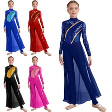 Kids Girls Unitard Performance Bodysuit Party Rompers Dance Jumpsuit Mock Neck
