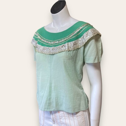 Rare VTG Alberta of Arizona Phoenix, Mexican inspired green blouse - Picture 3 of 7