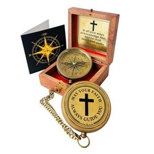 God's Faith Compass - Christian Religious Gift for Men Women  Engraved Hiking
