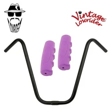 Original Lowrider 16" 25.4 Ape Handlebar Black 0214 120mm Grips Solid/Purple