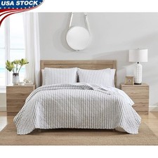 100 Cotton Quilt Set W/ 2 Shams Soft Breathable Machine Washable Modern Bedding