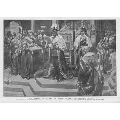 KÖNIG EDWARD VII Eröffnung Parlament - Antikdruck 1901