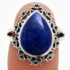 Natural Lapis Lazuli 925 Sterling Silver Ring Size 7 Blue Gemstone Jewelry