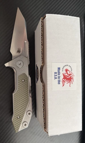 Hinderer Full Track, Wharncliffe S45VN, Stonewash Titanium, OD Green Inlay