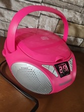 Magnavox Portable CD Player AM/FM Radio HOT PINK Boombox TESTED Plug Or Battery
