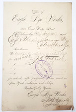 Documento de 1884, Eagle Lye Works, 224 East Water St., Milwaukee, Wisconsin