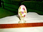 Fenton  Glass Pedestal EGG Hand Painted Wildflower Limited Edit PURPLE