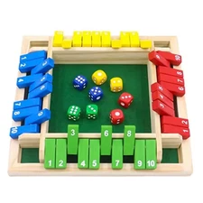 Wooden Dice Board Game Shut The Box for 4 Players Flaps & Dices Game Parent-chi*