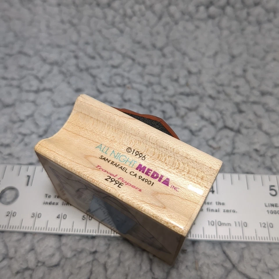 Vintage 1996 All Night Media Wood Mounted Rubber Stamp Travel Papers - Image 4 of 4