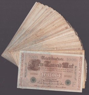 Posten mit DEU 69b) alt: Ro.46b); 1.000 Mark vom 21. April 1910 (50 Stück)