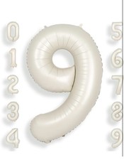 40 Inch Cream White Large 9 Number Balloons Big Foil Helium Number Balloons 0-9
