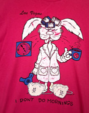 VTG Womens Nightgown 2XL Pink I Dont Do Mornings 1988 80s Anvil USA Made