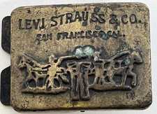Vintage Levi Strauss Co. Belt Buckle Metal Brass Made in USA